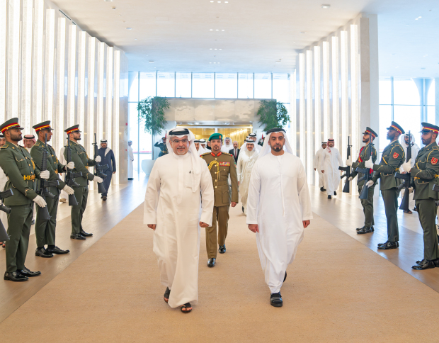 <p>Historic and deep-rooted ties between Bahrain and the UAE were in the spotlight as His Royal Highness Prince Salman bin Hamad Al Khalifa, Crown Prince and Prime Minister, visited Abu Dhabi yesterday. Continued advancement of bilateral relations, underpinned by a shared commitment to promoting common interests and further strengthening co-operation across various sectors were discussed when he met UAE President Shaikh Mohammed bin Zayed Al Nahyan.</p>
<p>Above, HRH the Crown Prince and Prime Minister is welcomed by UAE Deputy Prime Minister and Interior Minister Shaikh Saif bin Zayed Al Nahyan, and several senior officials upon arrival in the UAE.&nbsp;</p>